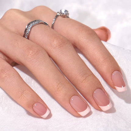 Nail Pop Studio - Classic French Square Nails - Press On Nails | Long Lasting & Reusable