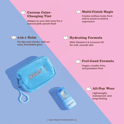 Profusion Cosmetics - Peanuts 75th | Linus’s Cozy Tint PH Color Changing Balm & Security Blanket Pouch