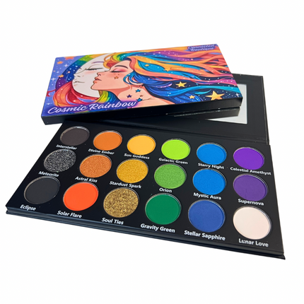 Connected Boutique - Cosmic Rainbow 18‑Shade Eyeshadow Palette – Celestial Hues & Glitter