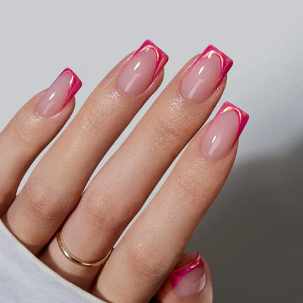 Nail Pop Studio - Metallic Petal Square Nails - Press On Nails