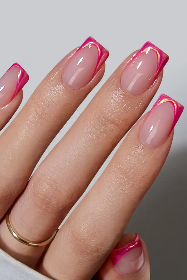Nail Pop Studio - Metallic Petal Square Nails - Press On Nails