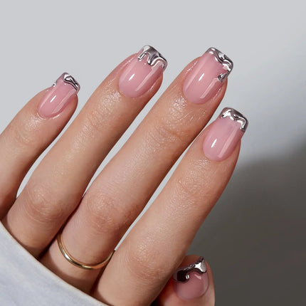 Nail Pop Studio - Chrome Edge Square Nails - Press On Nails | Long Lasting & Reusable