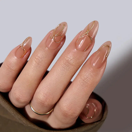 Nail Pop Studio - Radiant Gold Almond Nails - Press On Nails