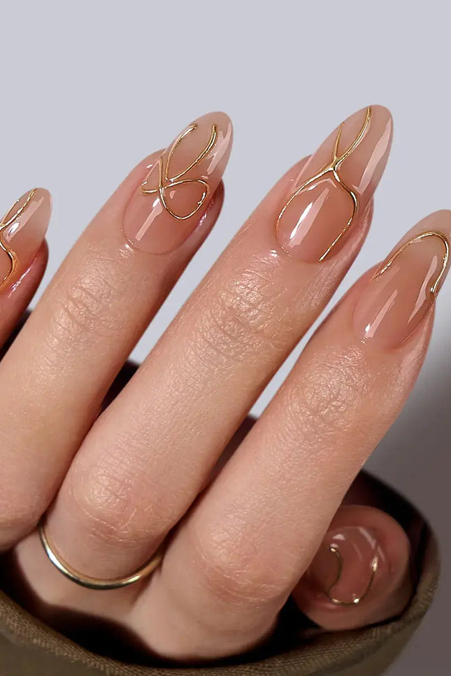 Nail Pop Studio - Radiant Gold Almond Nails - Press On Nails