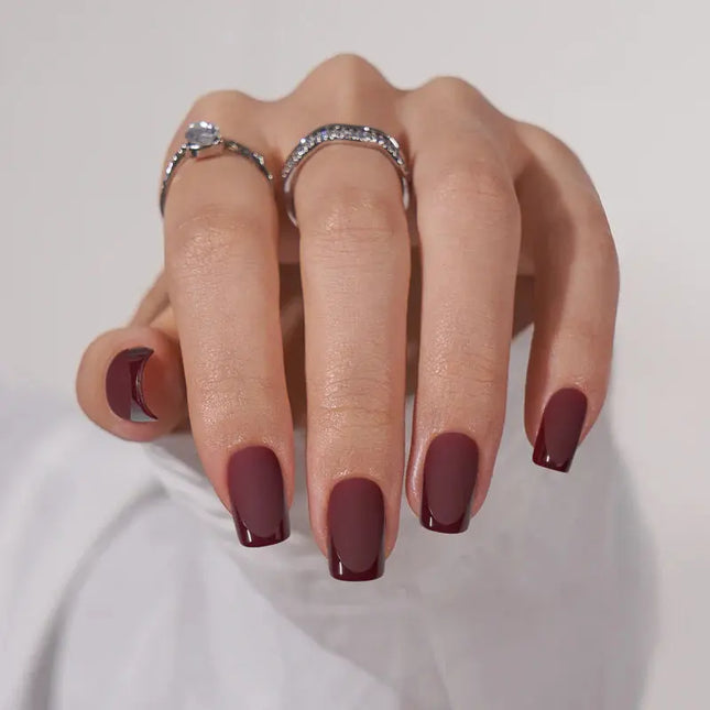 Nail Pop Studio - Plum Velvet Square Nails - Press On Nails | Long Lasting & Reusable