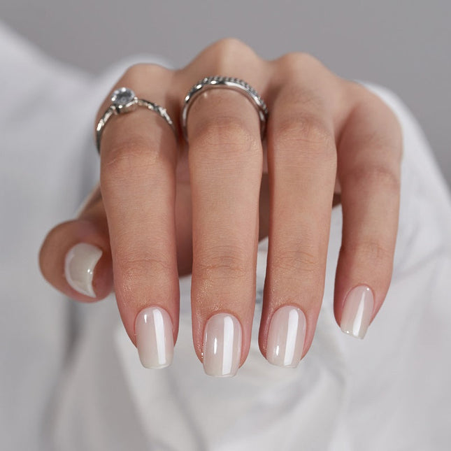 Nail Pop Studio - Classic Pearl White Short Square Nails - Press On Nails | Long Lasting & Reusable
