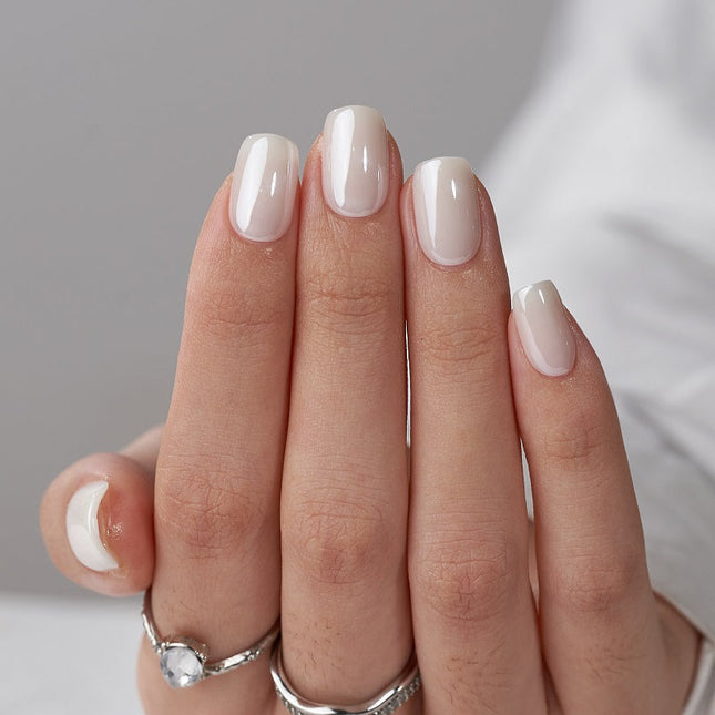 Nail Pop Studio - Classic Pearl White Short Square Nails - Press On Nails | Long Lasting & Reusable