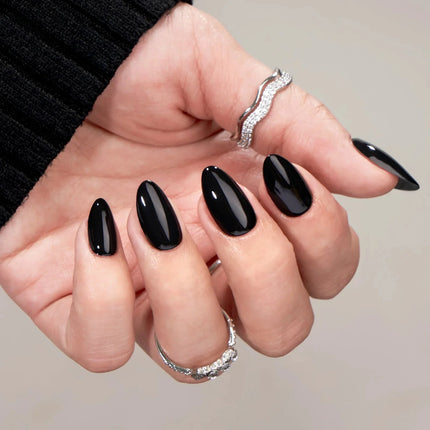 Nail Pop Studio - Black Almond Nails - Press on Nails | Long Lasting & Reusable
