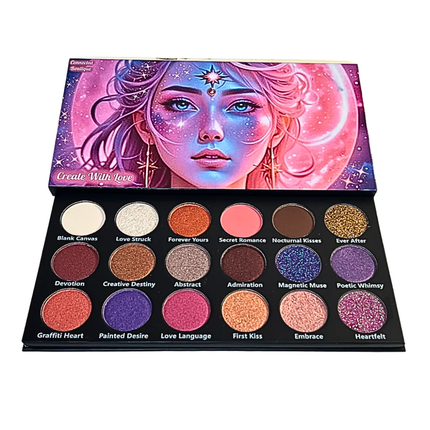Connected Boutique - Create With Love 18‑Shade Eyeshadow Palette – Mattes, Shimmers & Glitters