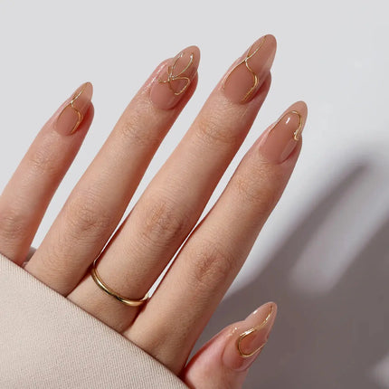 Nail Pop Studio - Radiant Gold Almond Nails - Press On Nails