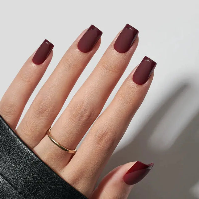 Nail Pop Studio - Plum Velvet Square Nails - Press On Nails | Long Lasting & Reusable