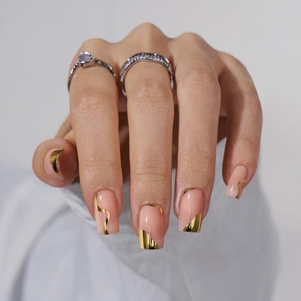 Nail Pop Studio - Golden Hour Square Nails - Press On Nails | Long Lasting & Reusable