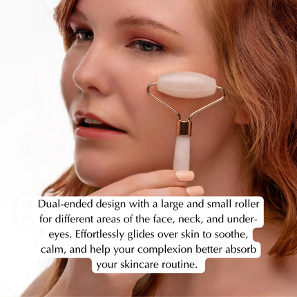 EpiLynx - Genuine Rose Quartz Roller - Massage for Skin Tightening and Firming