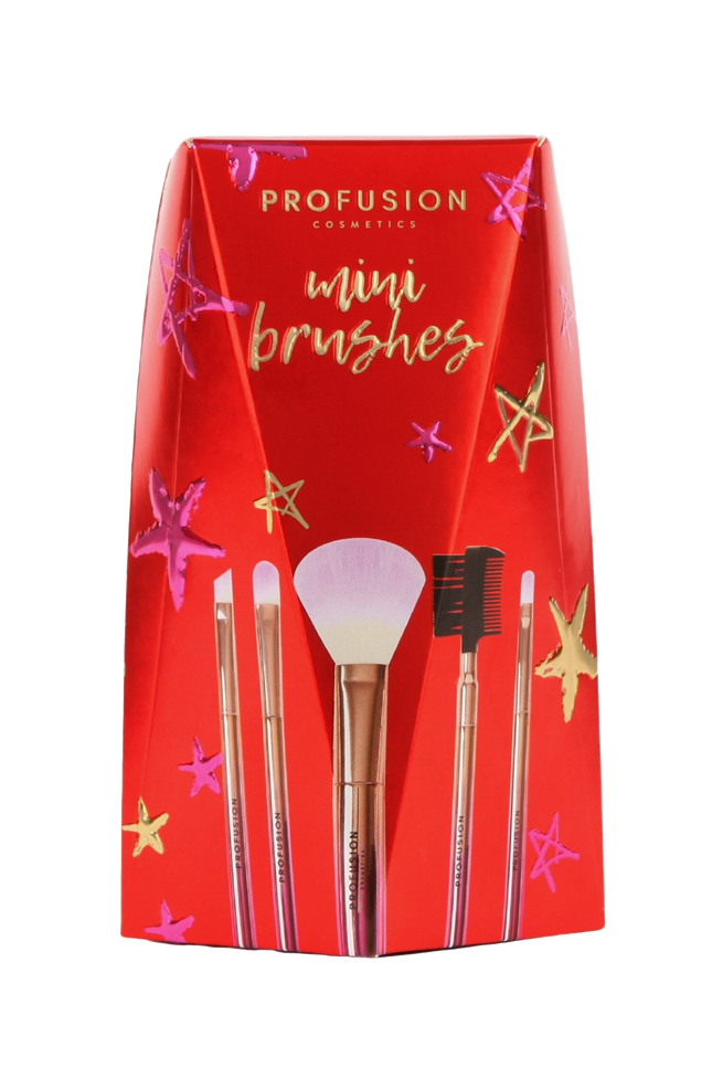 Profusion Cosmetics - Crimson Mini Brushes – 5-Piece Mini Brush Set