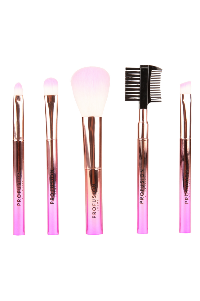 Profusion Cosmetics - Crimson Mini Brushes – 5-Piece Mini Brush Set