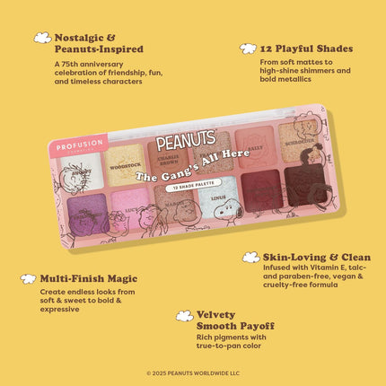 Profusion Cosmetics - Peanuts 75th | The Gang’s All Here 12 Shade Palette