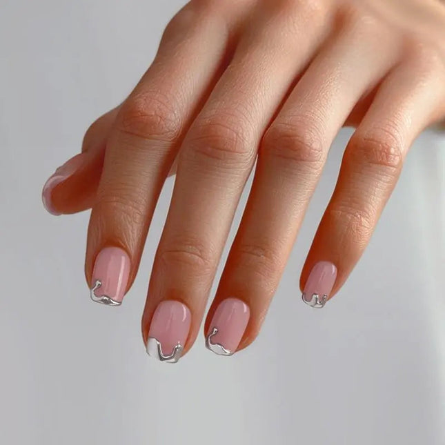 Nail Pop Studio - Chrome Edge Square Nails - Press On Nails | Long Lasting & Reusable