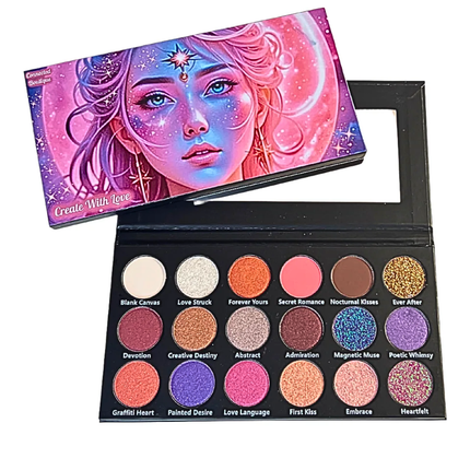 Connected Boutique - Create With Love 18‑Shade Eyeshadow Palette – Mattes, Shimmers & Glitters