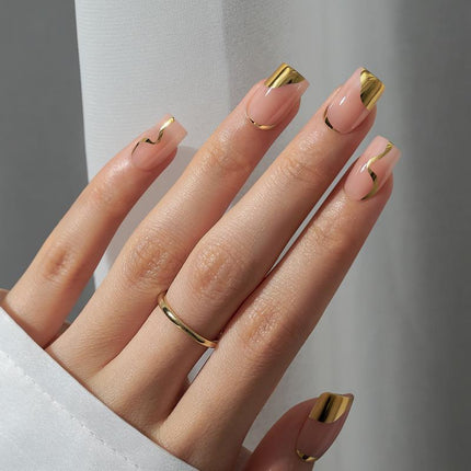 Nail Pop Studio - Golden Hour Square Nails - Press On Nails | Long Lasting & Reusable
