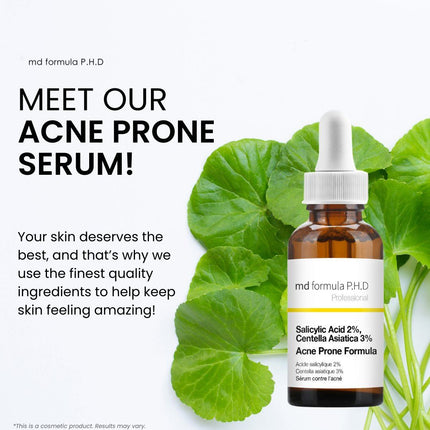 skinChemists US - Acne Prone Serum Salicylic Acid 2%, Centella Asistica 3% 30ml