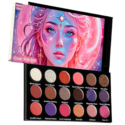Connected Boutique - Create With Love 18‑Shade Eyeshadow Palette – Mattes, Shimmers & Glitters