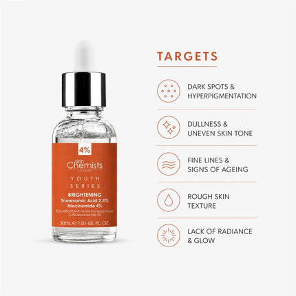 skinChemists US - Tranexamic Acid 2.5%, Niacinamide 4% Brightening Facial Serum 30ml