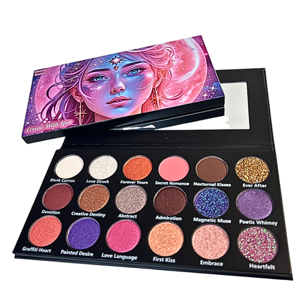 Connected Boutique - Create With Love 18‑Shade Eyeshadow Palette – Mattes, Shimmers & Glitters