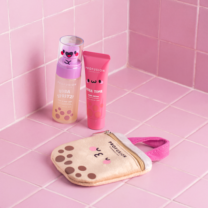 Profusion Cosmetics - Let's Get Some Boba Body Spritz, Hand Lotion, and Reusable Pouch Set