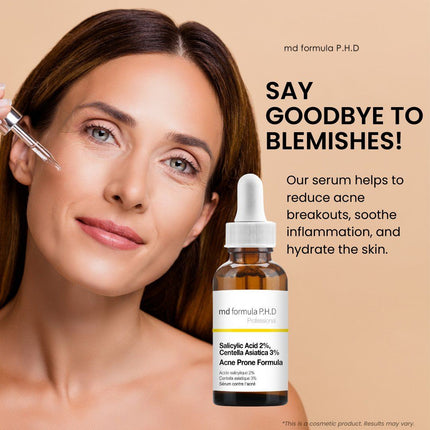 skinChemists US - Acne Prone Serum Salicylic Acid 2%, Centella Asistica 3% 30ml