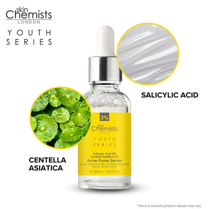 skinChemists US - Acne Prone Serum Salicylic Acid 2%, Centella Asistica 3% 30ml