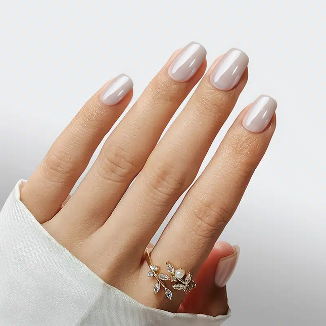Nail Pop Studio - Classic Pearl White Short Square Nails - Press On Nails | Long Lasting & Reusable