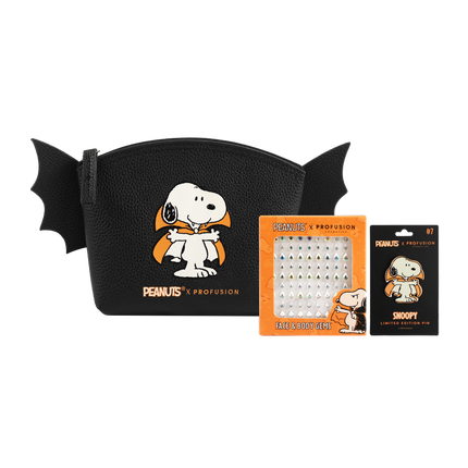 Profusion Cosmetics - Peanuts Halloween | Count Snoopy Cosmetic Bag Set with Gems