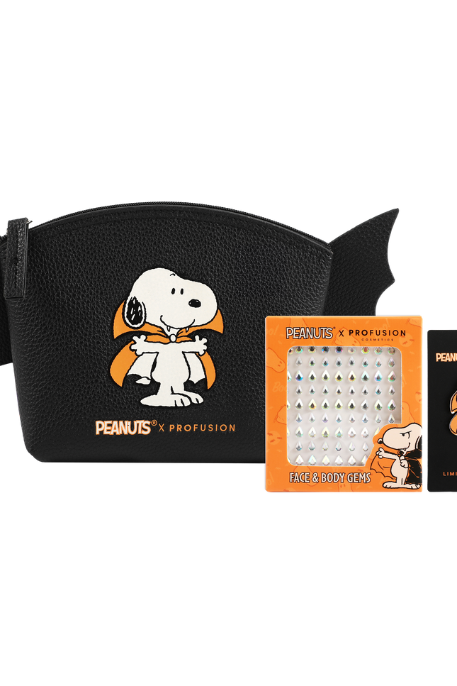 Profusion Cosmetics - Peanuts Halloween | Count Snoopy Cosmetic Bag Set with Gems