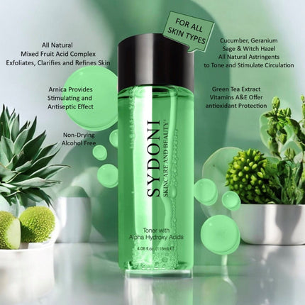 Sydoni - TONER WITH ALPHA HYDROXY ACIDS and ARNICA EXTRCT 4 FL. OZ