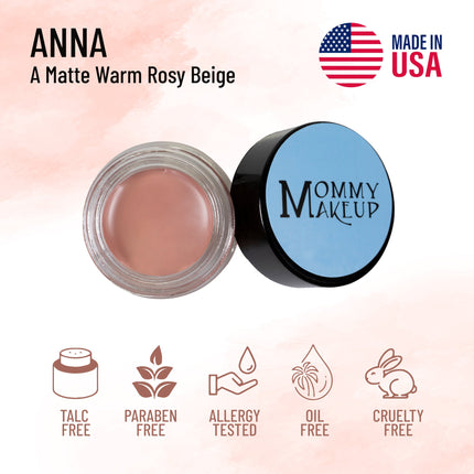 Mommy Makeup - Anna Any Wear Creme - A Waterproof Multi-tasking creme to powder product for eyes, cheeks & lips. Can be worn anywhere