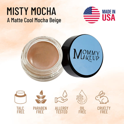 Mommy Makeup - Misty Mocha Any Wear Creme - A Waterproof Multi-tasking creme to powder product for eyes, cheeks & lips. Can be worn anywhere