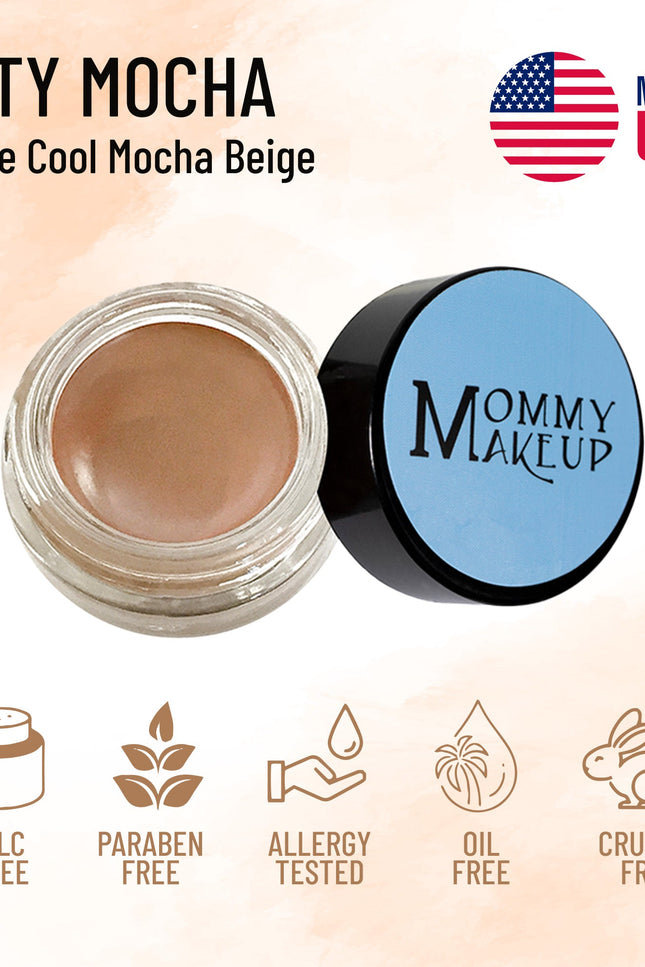 Mommy Makeup - Misty Mocha Any Wear Creme - A Waterproof Multi-tasking creme to powder product for eyes, cheeks & lips. Can be worn anywhere