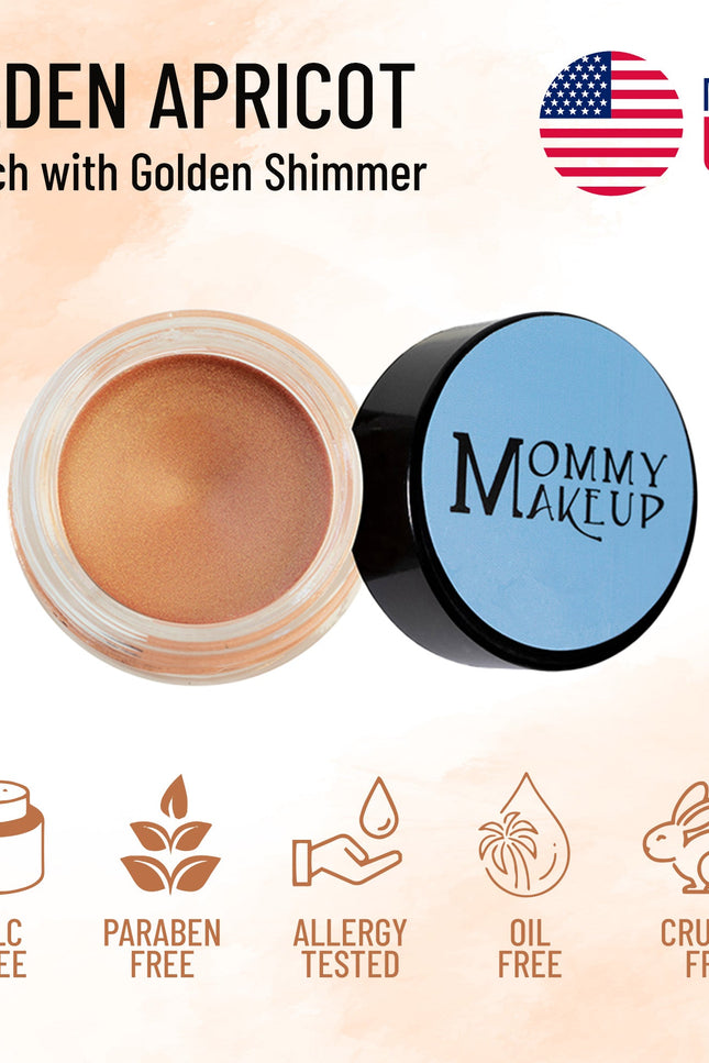 Mommy Makeup - Golden Apricot Any Wear Creme - A Waterproof Multi-tasking creme to powder product for eyes, cheeks & lips. Can be worn anywhere