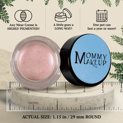 Mommy Makeup - Pink Icing Any Wear Creme - A Waterproof Multi-tasking creme to powder product for eyes, cheeks & lips. Can be worn anywhere