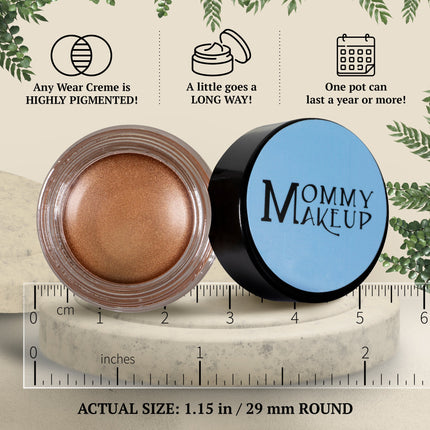 Mommy Makeup - Golden Caramel Any Wear Creme - A Waterproof Multi-tasking creme to powder product for eyes, cheeks & lips. Can be worn anywhere
