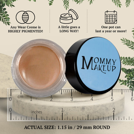 Mommy Makeup - Misty Mocha Any Wear Creme - A Waterproof Multi-tasking creme to powder product for eyes, cheeks & lips. Can be worn anywhere