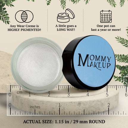 Mommy Makeup - Snowflake Any Wear Creme - A Waterproof Multi-tasking creme to powder product for eyes, cheeks & lips. Can be worn anywhere