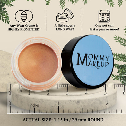 Mommy Makeup - Golden Apricot Any Wear Creme - A Waterproof Multi-tasking creme to powder product for eyes, cheeks & lips. Can be worn anywhere