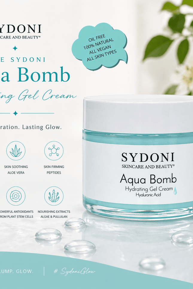 Sydoni - MOST LOVED! AQUA BOMB HYDRATING GEL CREAM with HYALURONIC ACID AND PEPTIDES 1.7 fl. oz.