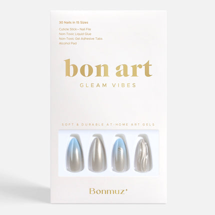 Bonmuz - Silver Tide | Soft & Durable Press-On Nails