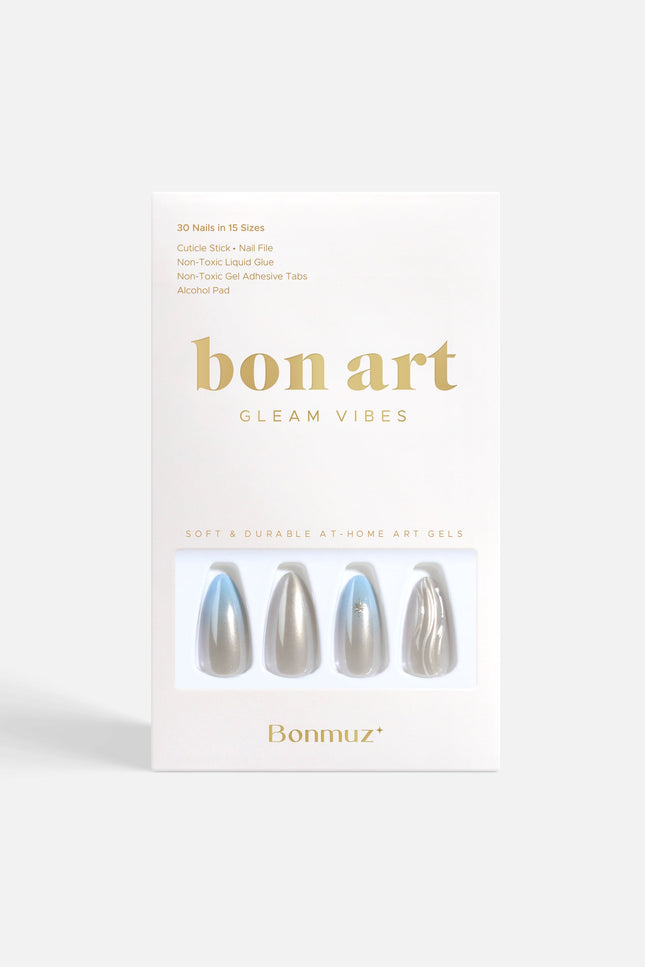Bonmuz - Silver Tide | Soft & Durable Press-On Nails