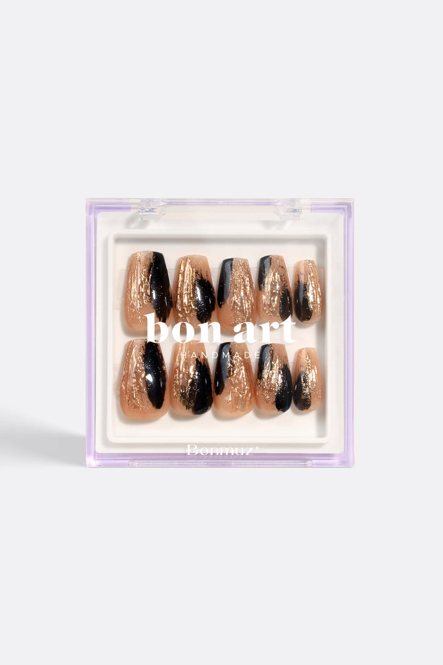 Bonmuz - Gilded Noir | Pro Handmade Gel Nails
