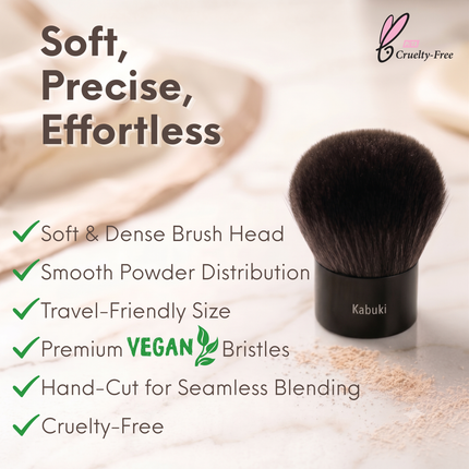 Mommy Makeup - Kabuki Brush - Hand cut, Vegan, Cruelty-Free Mineral Makeup Brush