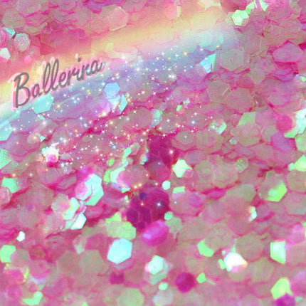 Inked Doll Cosmetics - BALLERINA (Pink/White) Chunky Iridescent Glamdoll Glitter