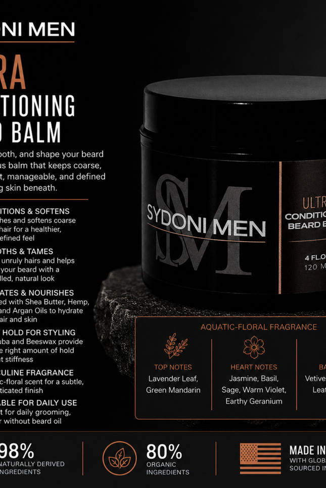 Sydoni - ULTRA CONDITIONING BEARD BALM with ARGAN OIL AND SHEA BUTTER 120ml 4 fl. oz.